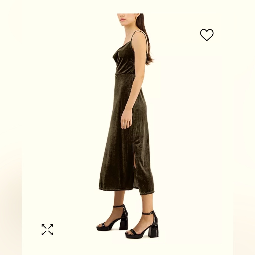 Taylor, olive velvet midi cowl neck dress. Size 2p. NWT. Never worn.